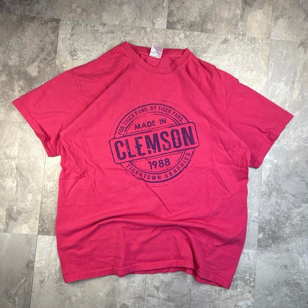 Vintage Pink Clemson Tigertown Graphics T Shirt Large